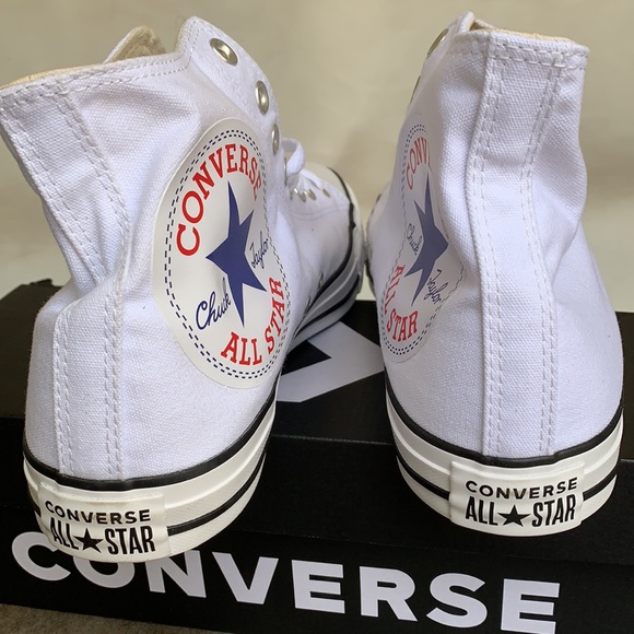 CONVERSE CTAS HI WHITE/WHITE/BLACK MENS - Picture 12 of 16